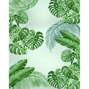 Verdant Monstera Haven glass film pattern in layered greens, full design view